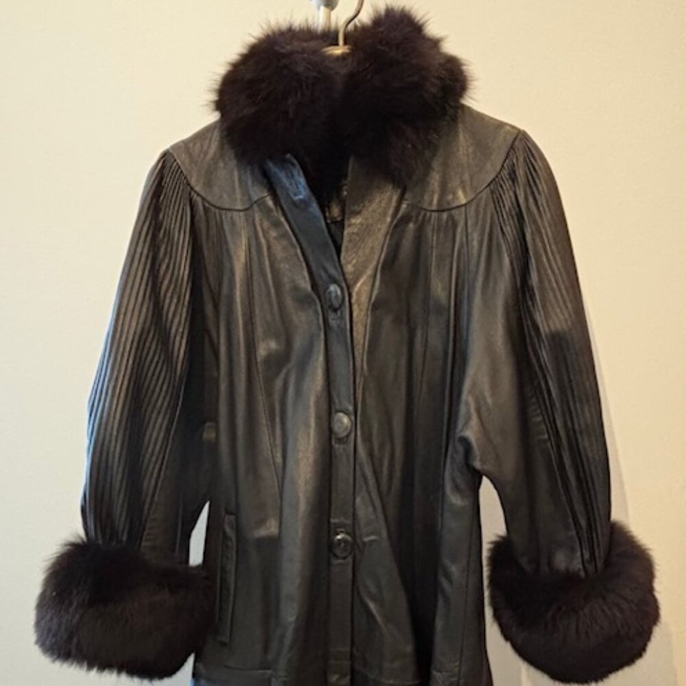leather coat with fur trim